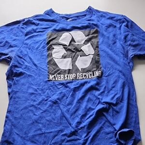 Blue Graphic T-Shirt with Recycling Logo